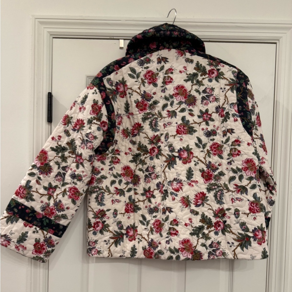 NWT Rhode Emil Jacket Quilted Black Pink Floral Button Coat Small - Picture 9 of 11